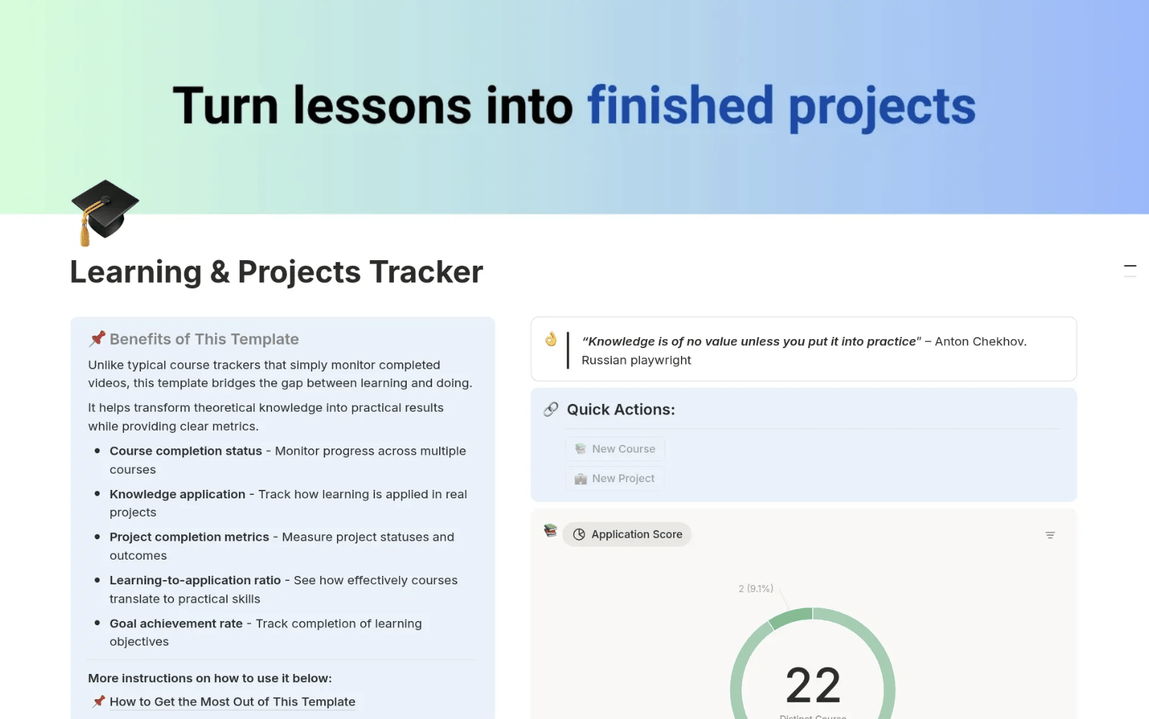 Free Notion Template to Turn Courses into Projects